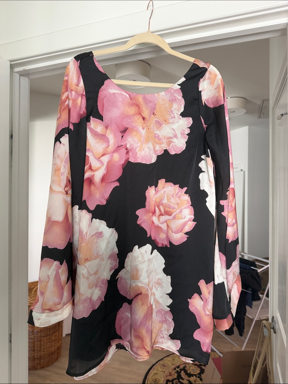 Show Me Your MuMu Black Floral Mini Dress with Pink & Cream Blooms